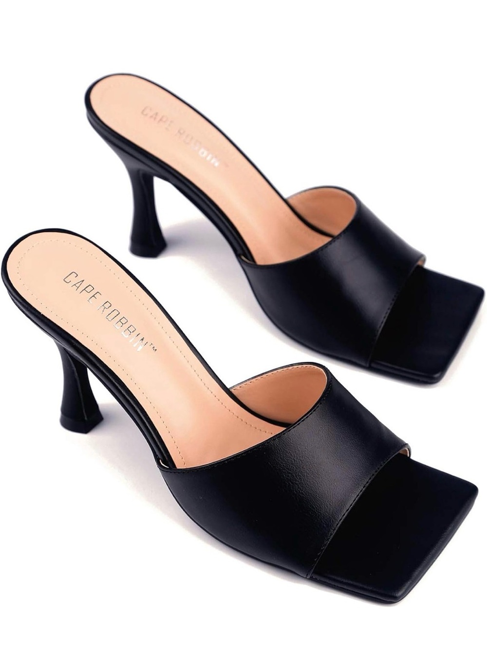 Cape Robbin Black Square-Toe Slip-On Mules
